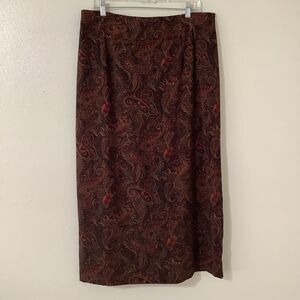 Briggs New York Paisley Midi Skirt - Brown and Red